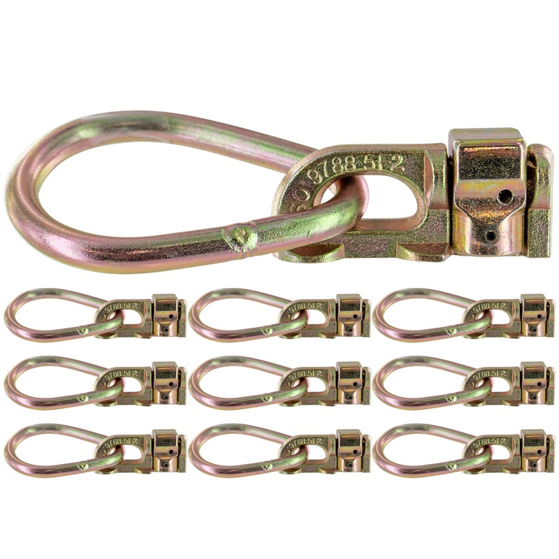 US Cargo Control Double Stud L Track Fitting with Pear Link (10 Pack) 5,000 Pounds Break Strength, Use with L Track Rails in Truck Bed or Trailer, Automatic Locking with Spring Release - Image 1